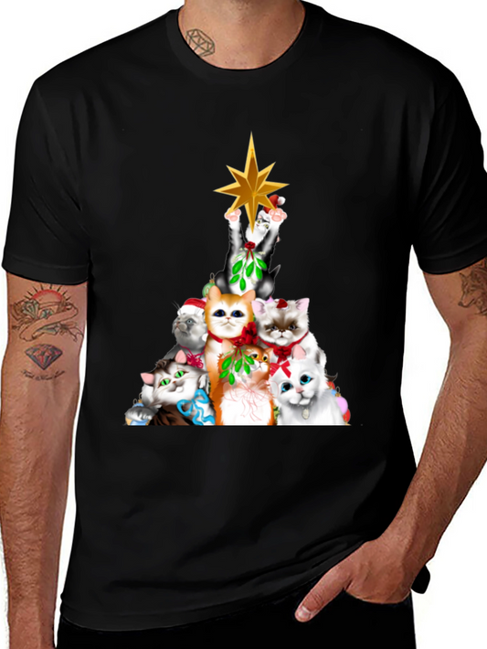 Festive Cat Christmas Tree T-Shirt