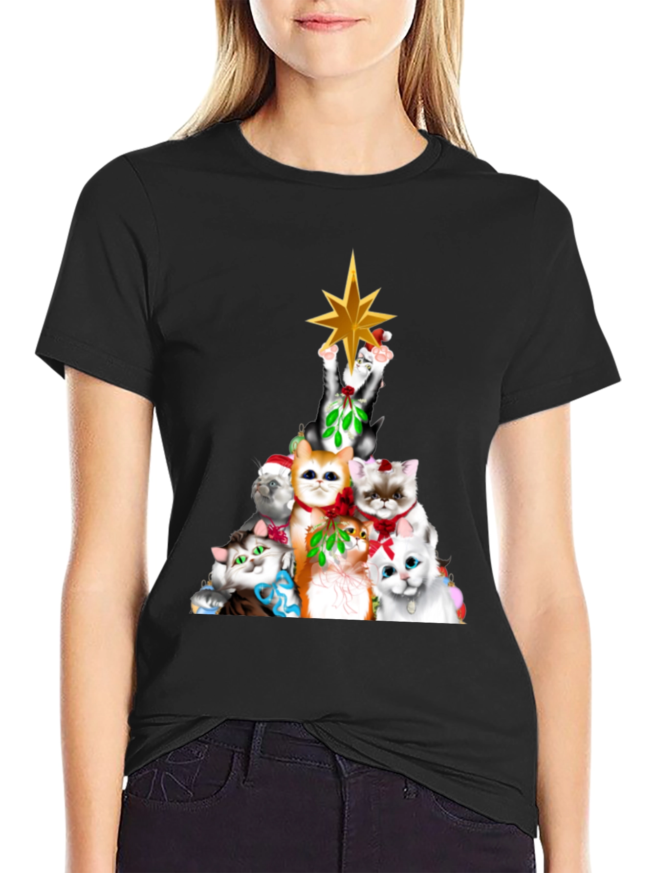 Festive Cat Christmas Tree T-Shirt