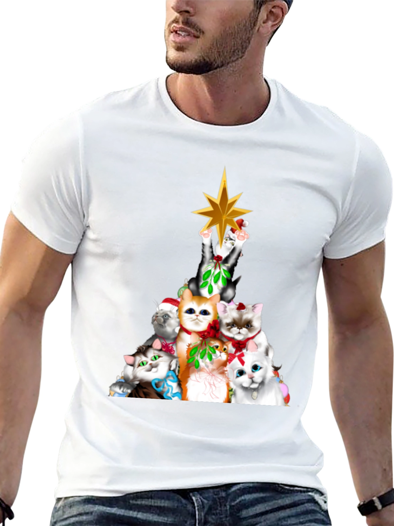 Festive Cat Christmas Tree T-Shirt