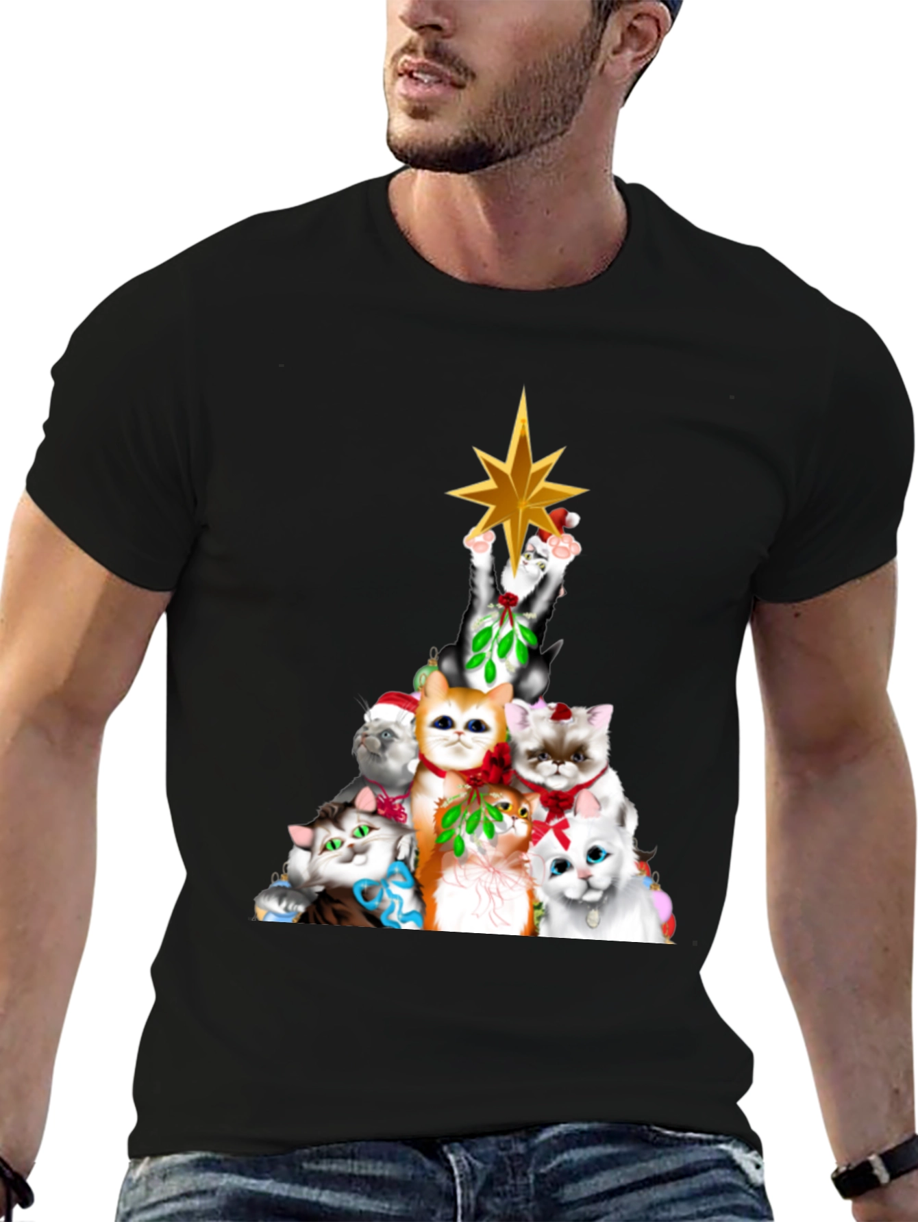Festive Cat Christmas Tree T-Shirt