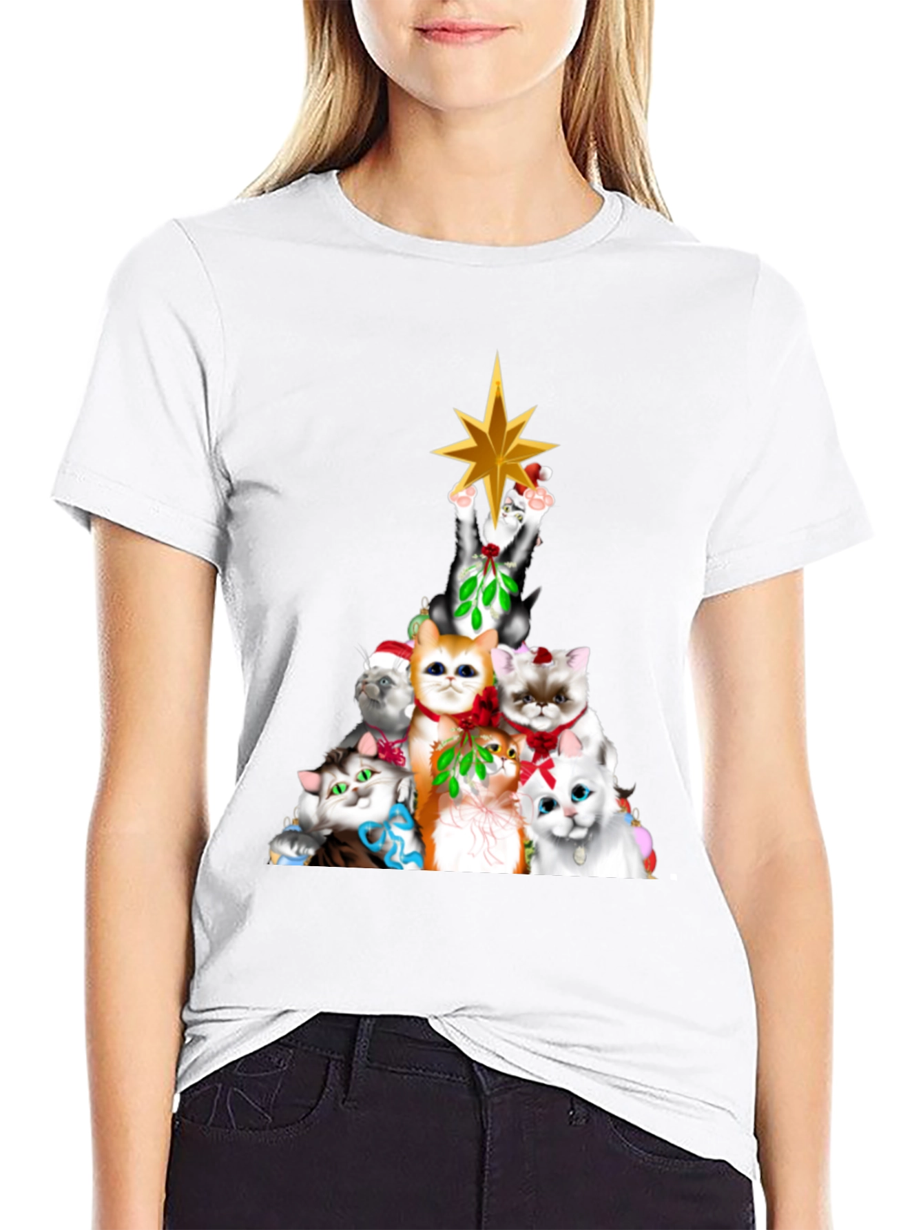 Festive Cat Christmas Tree T-Shirt