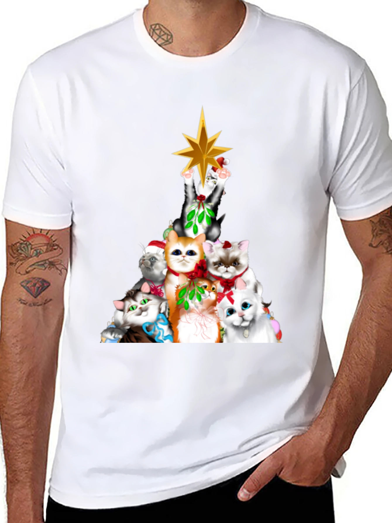 Festive Cat Christmas Tree T-Shirt