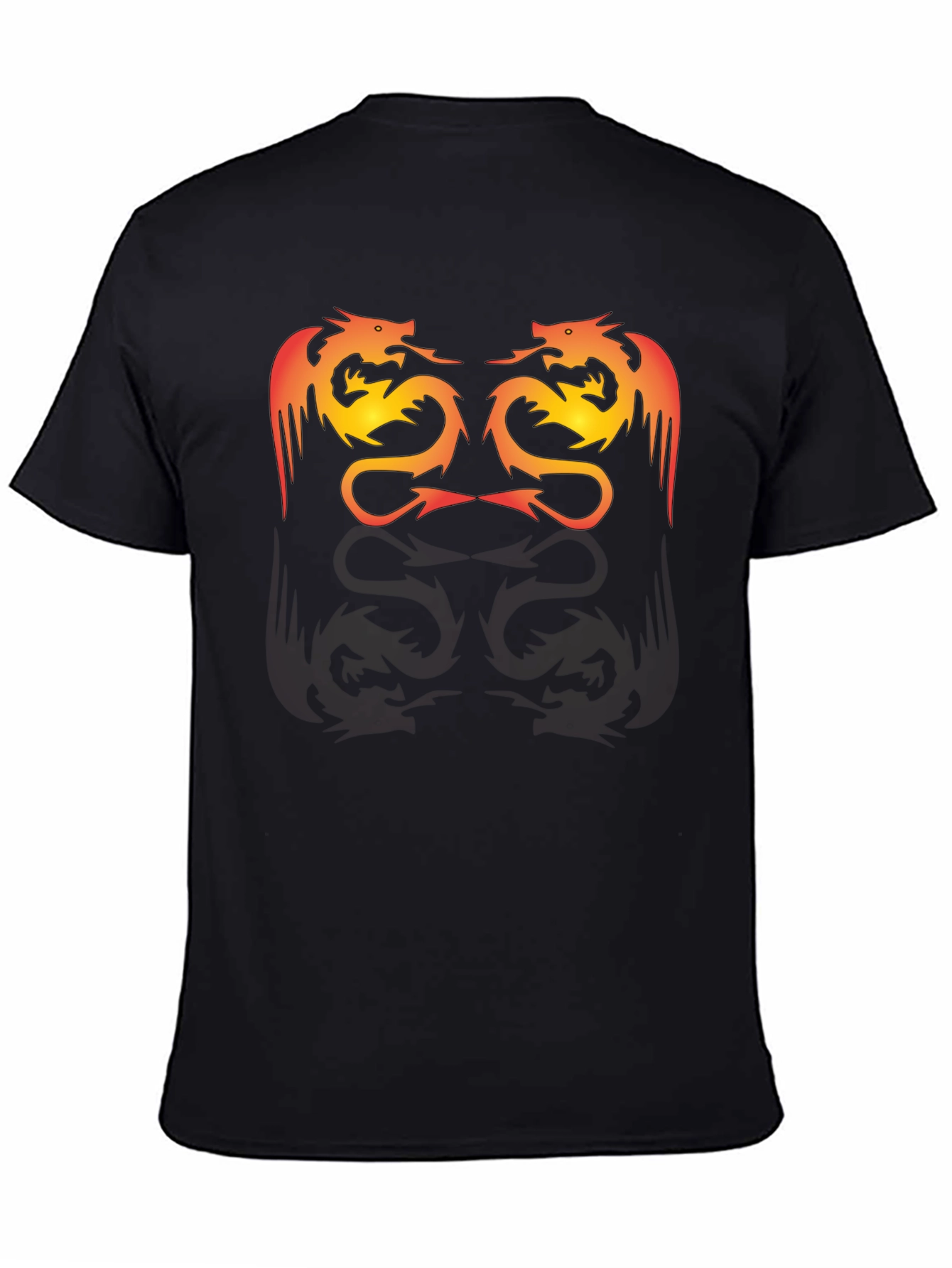 Twin Dragon Graphic Tee - Black Cotton Blend