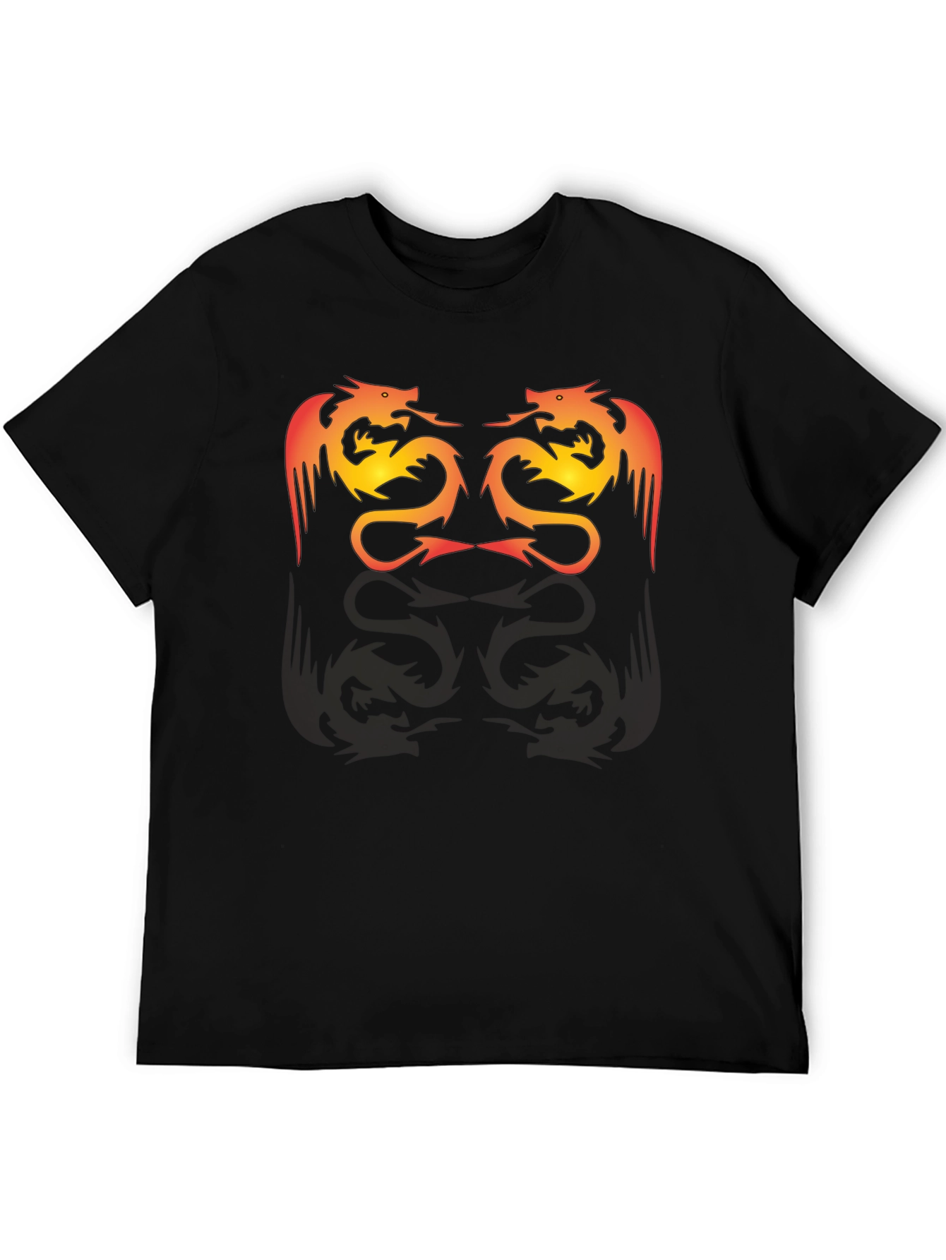 Twin Dragon Graphic Tee - Black Cotton Blend