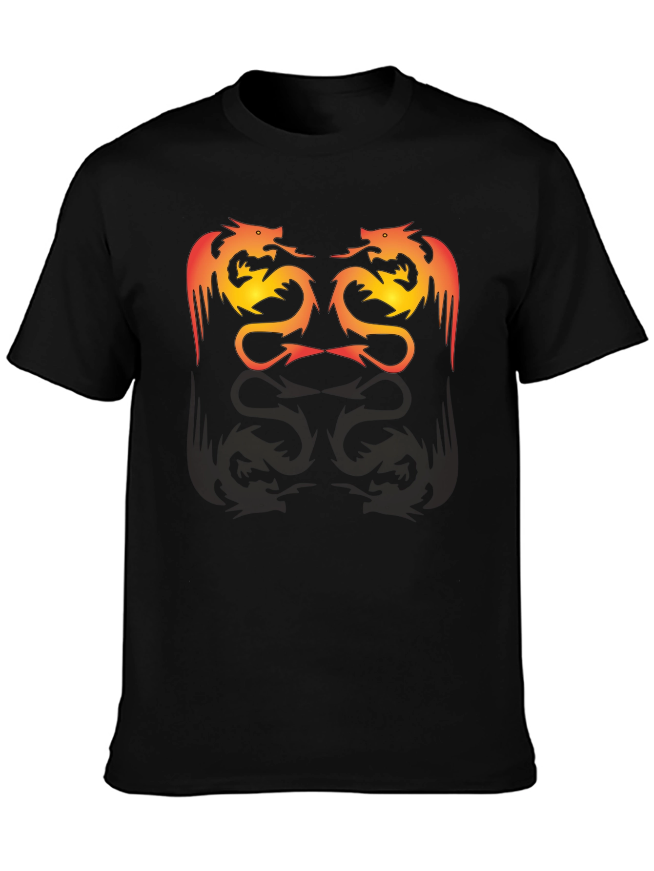 Twin Dragon Graphic Tee - Black Cotton Blend