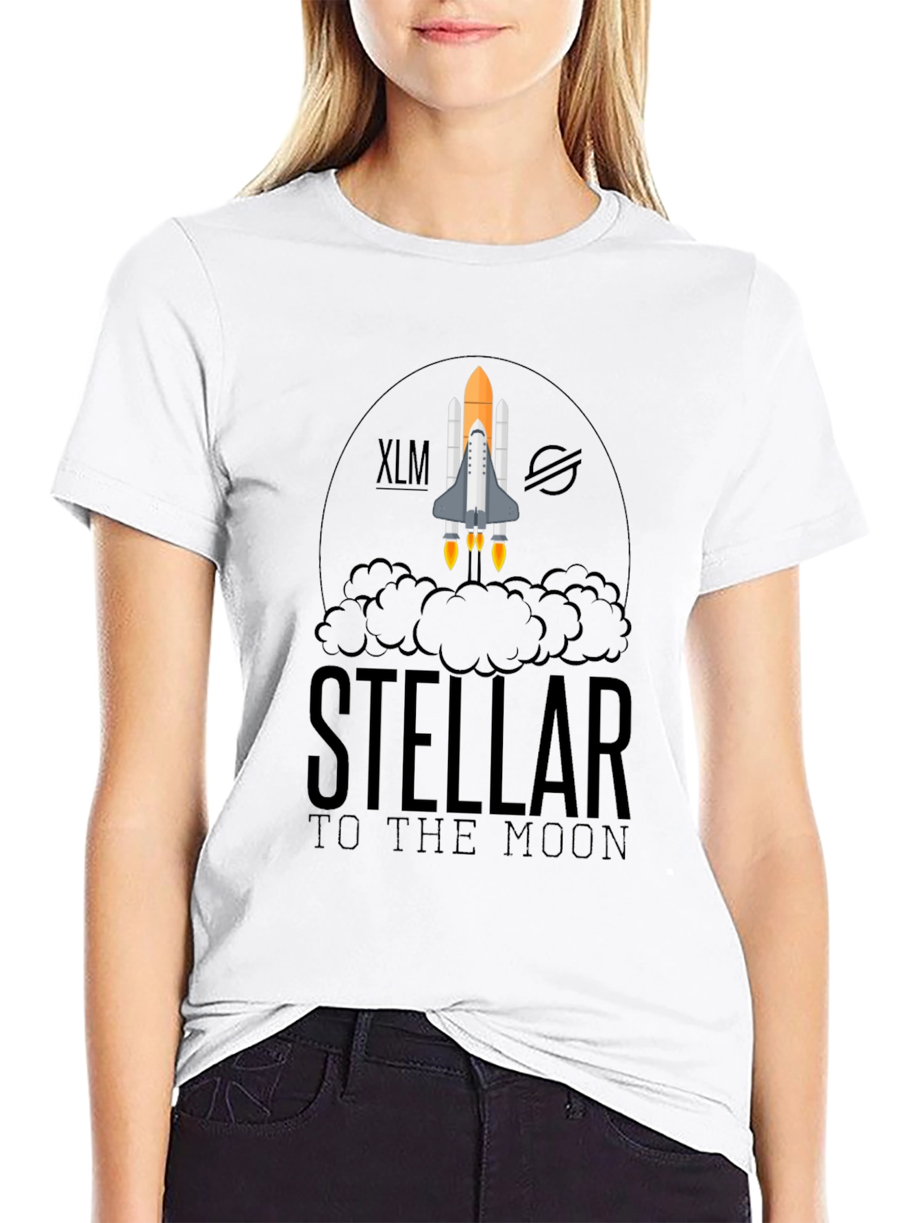 Stellar XLM to the Moon Black T-Shirt