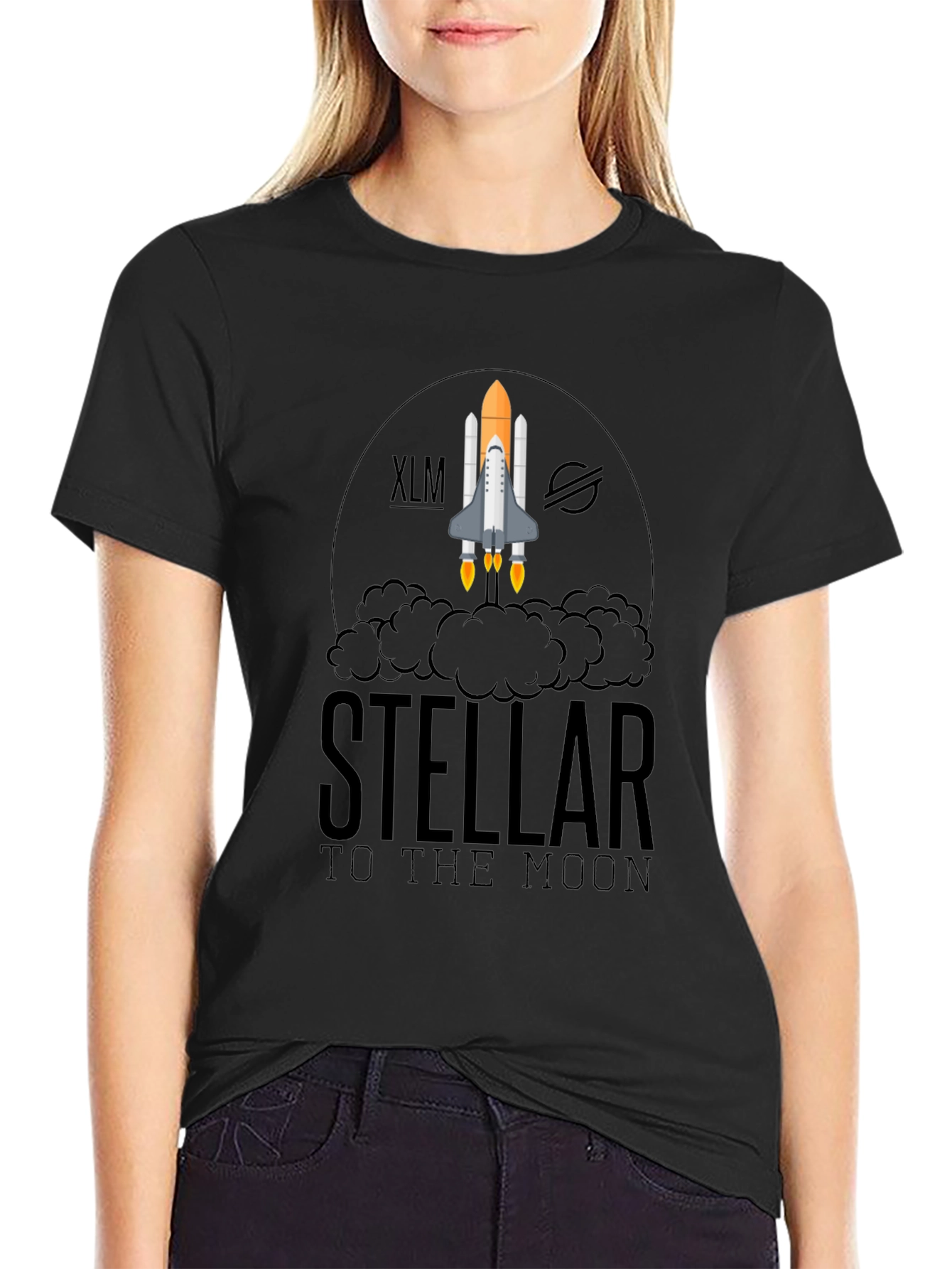 Stellar XLM to the Moon Black T-Shirt