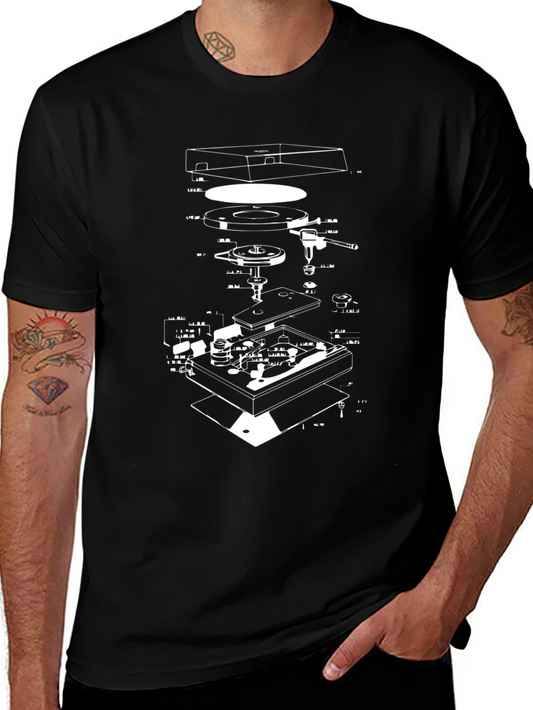 Black Turntable Schematic T-Shirt