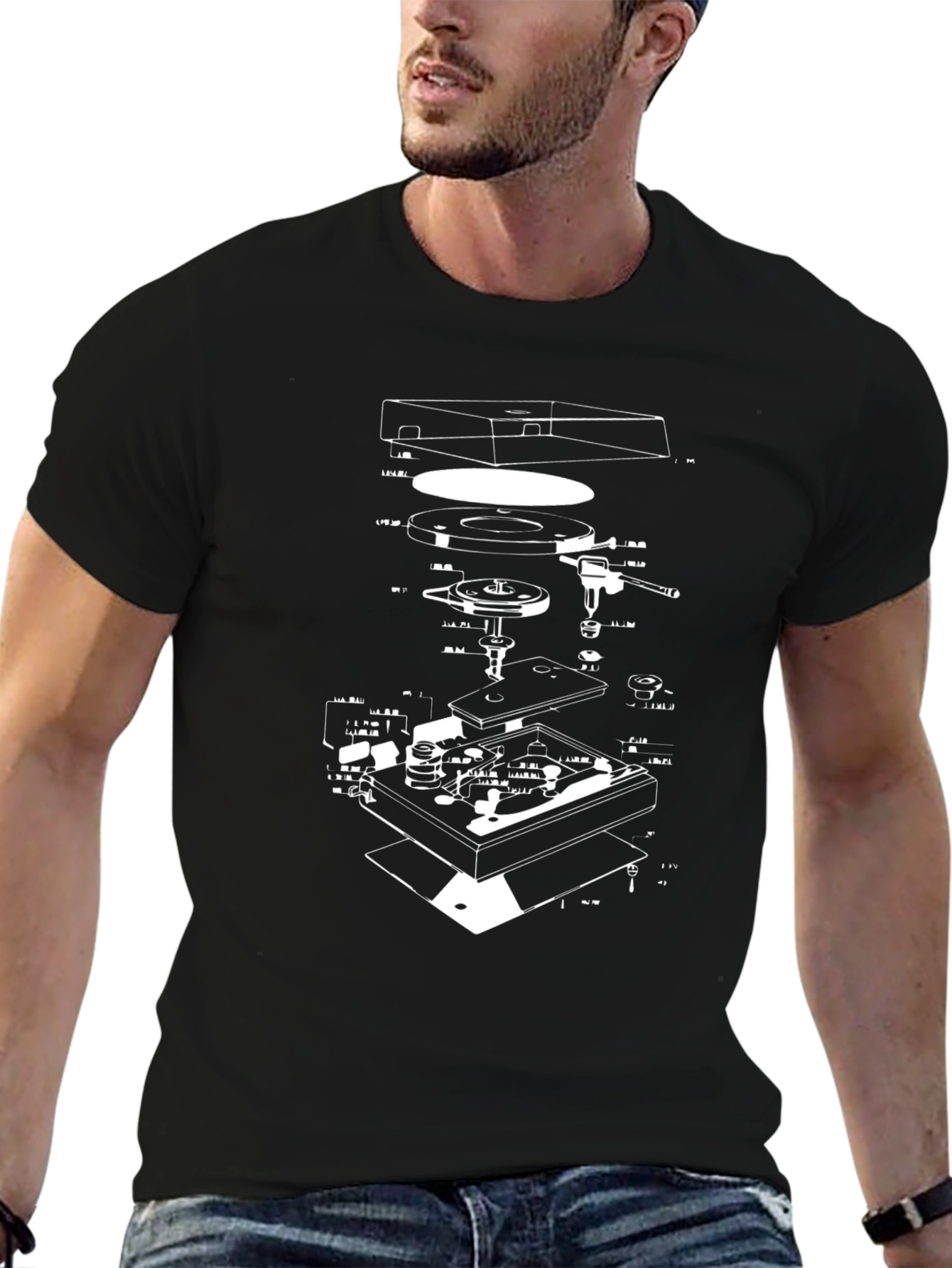 Black Turntable Schematic T-Shirt