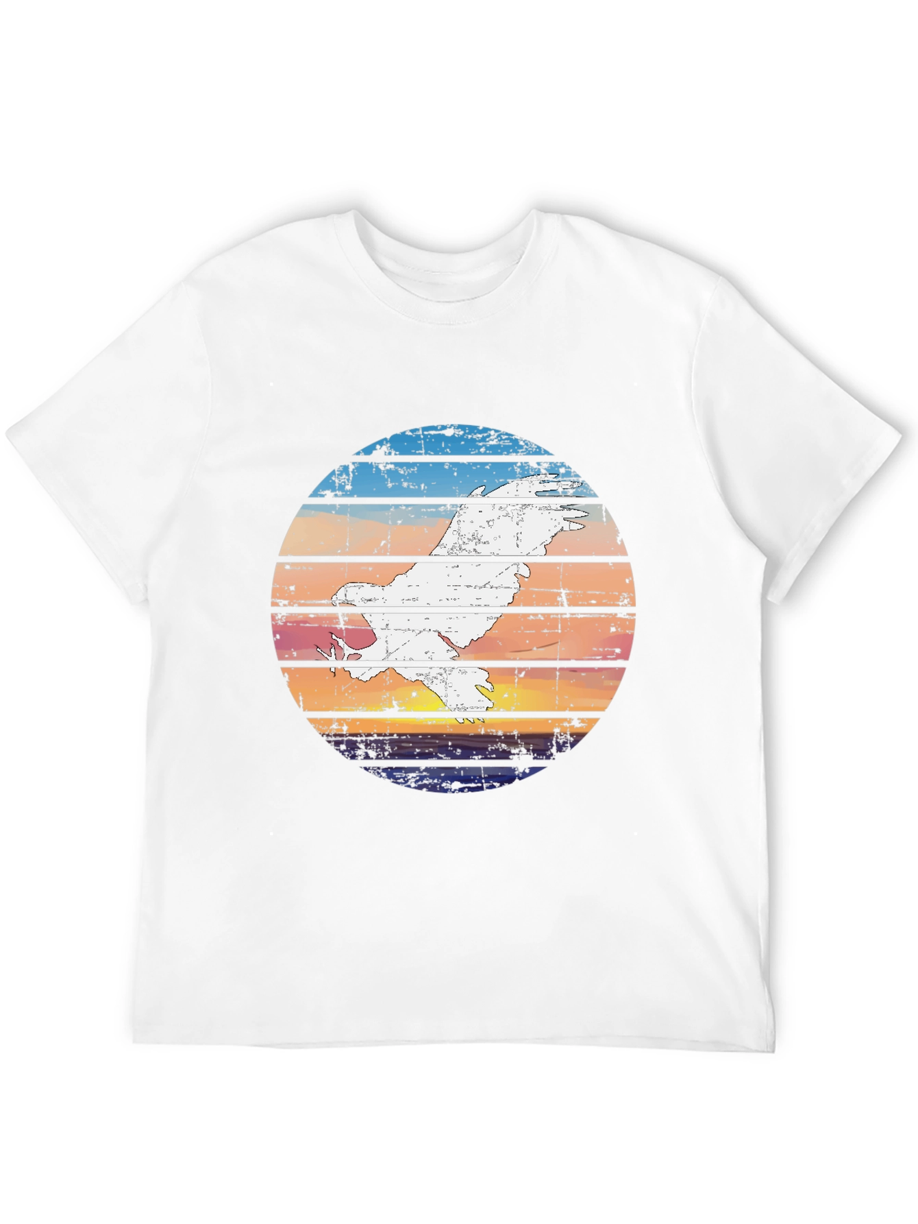 Retro Sunset Bird Graphic Tee - Black
