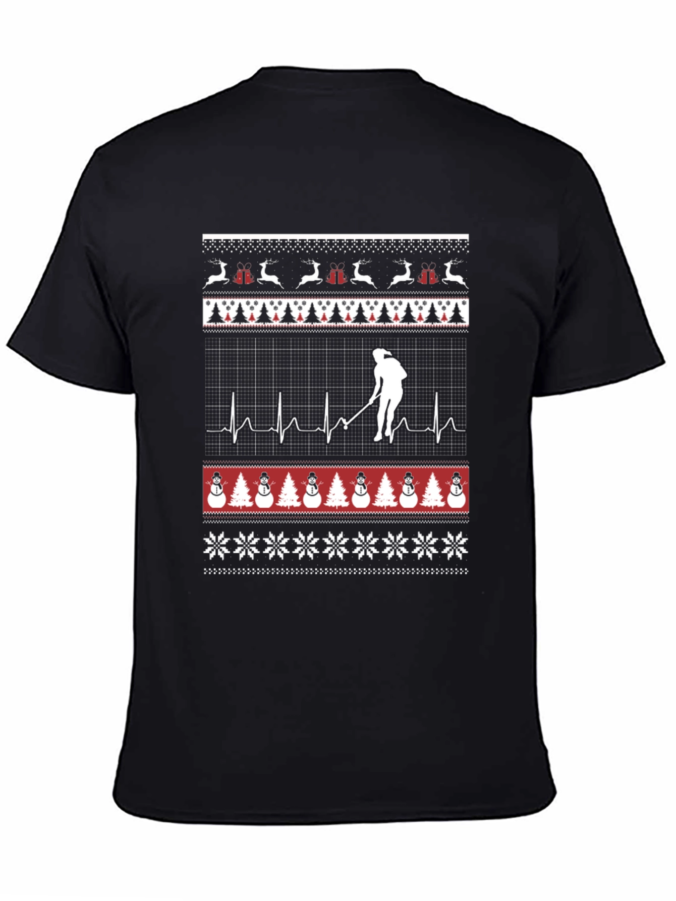 Festive Hockey Player Ugly Christmas T-Shirt