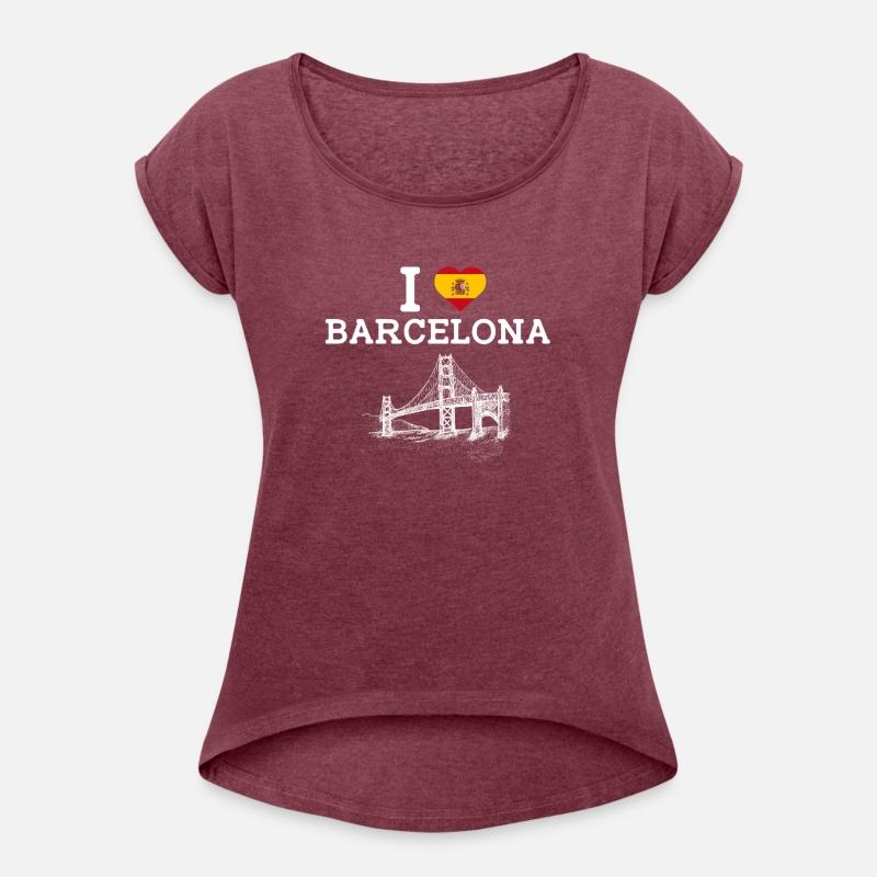 I Love Barcelona Pun Golden Gate Bridge Spain Flag