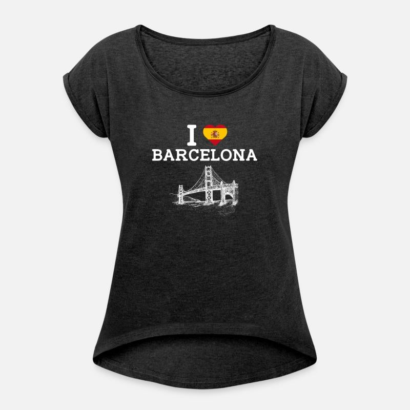 I Love Barcelona Pun Golden Gate Bridge Spain Flag