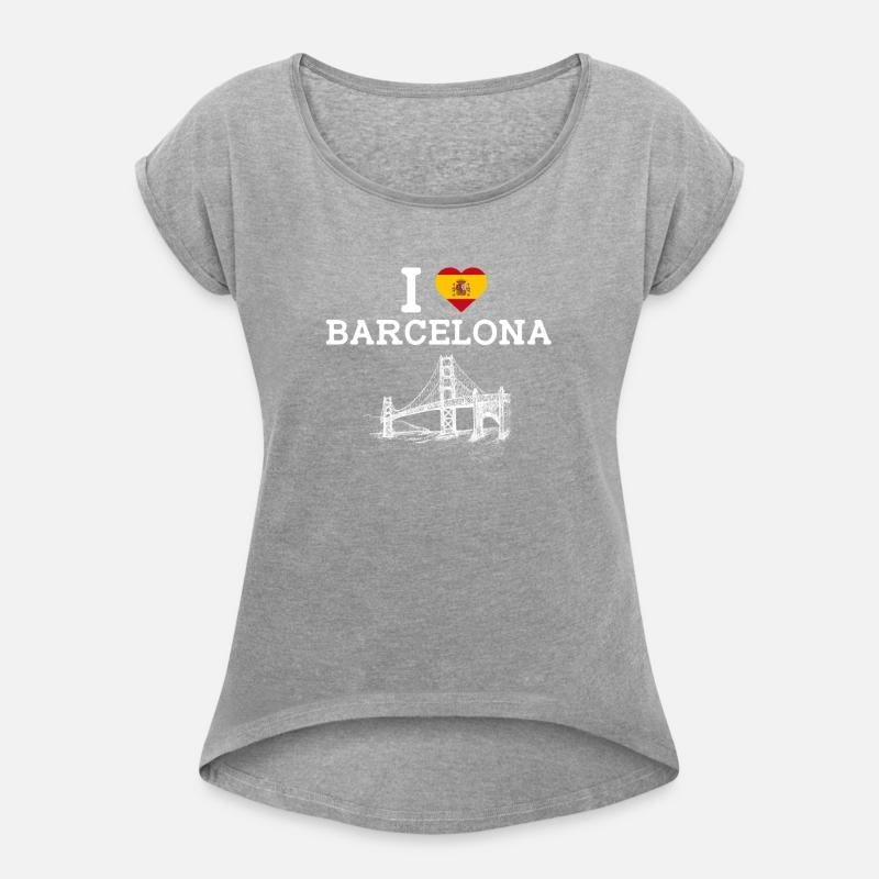 I Love Barcelona Pun Golden Gate Bridge Spain Flag