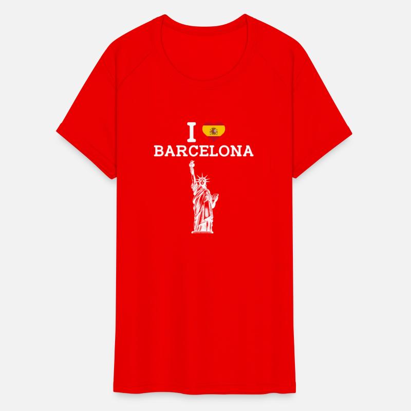 I Love Barcelona Spain Statue Of Liberty Flag Pun