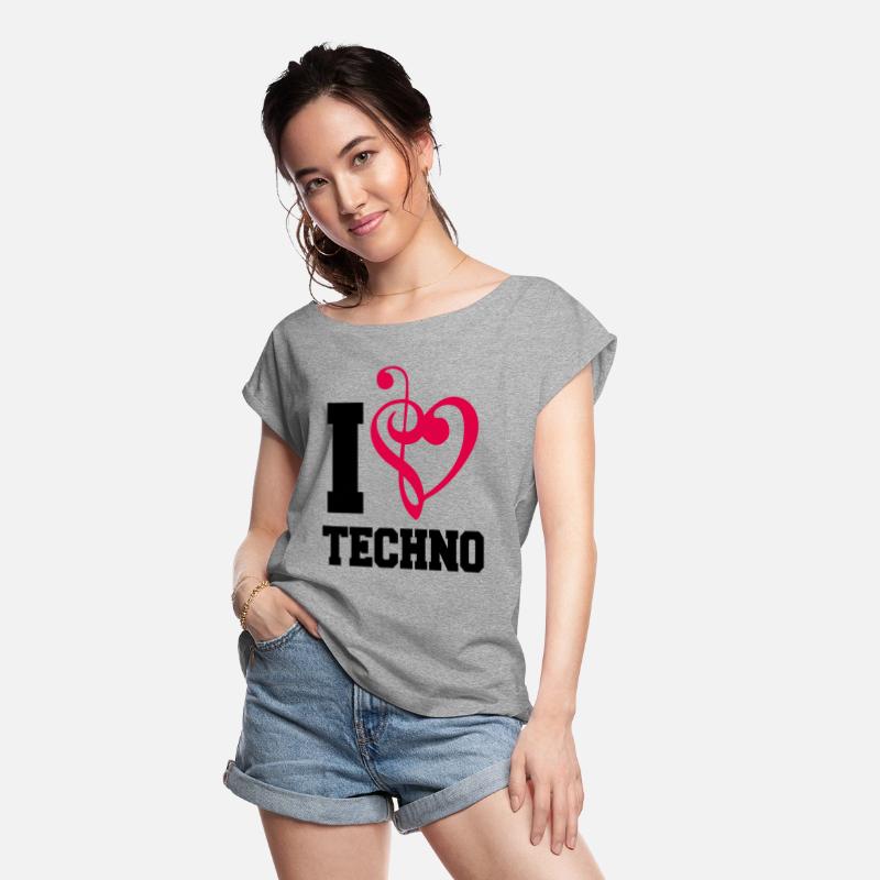 I Love Techno Music Party DJ Clef Bass Note Heart