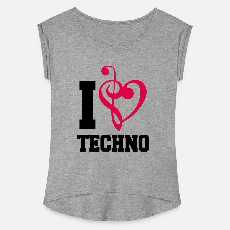 I Love Techno Music Party DJ Clef Bass Note Heart