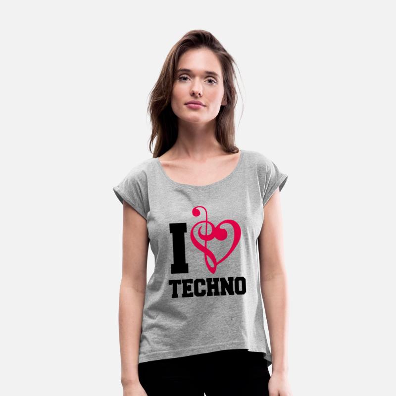I Love Techno Music Party DJ Clef Bass Note Heart