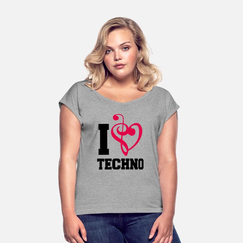 I Love Techno Music Party DJ Clef Bass Note Heart