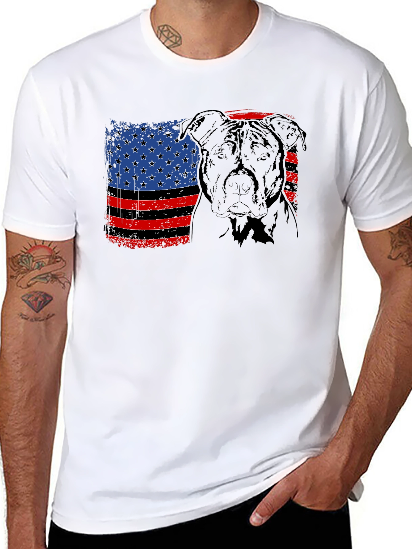 Patriotic Pitbull Flag T-Shirt – American Dog Lover Graphic Tee Gift
