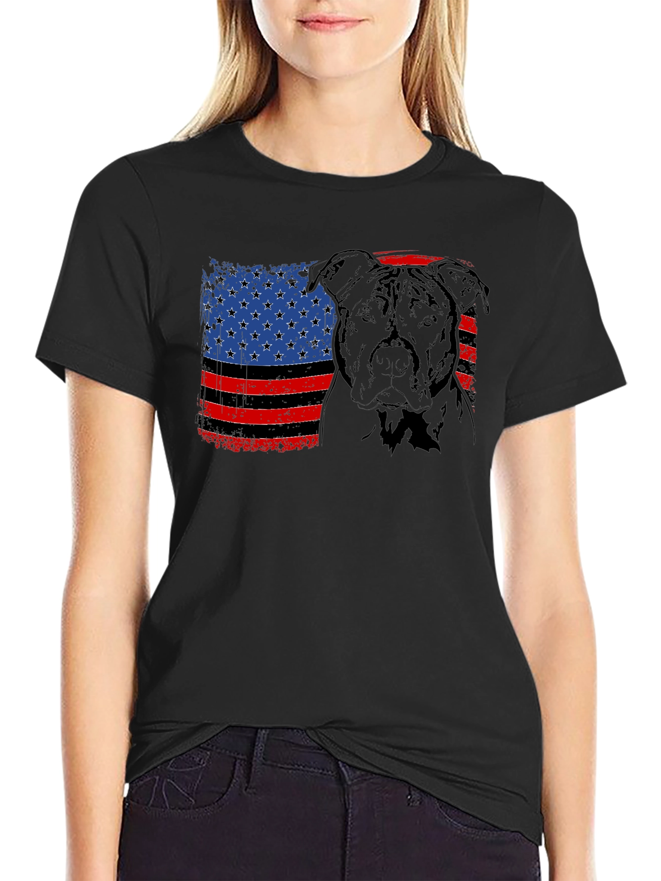 Patriotic Pitbull Flag T-Shirt – American Dog Lover Graphic Tee Gift