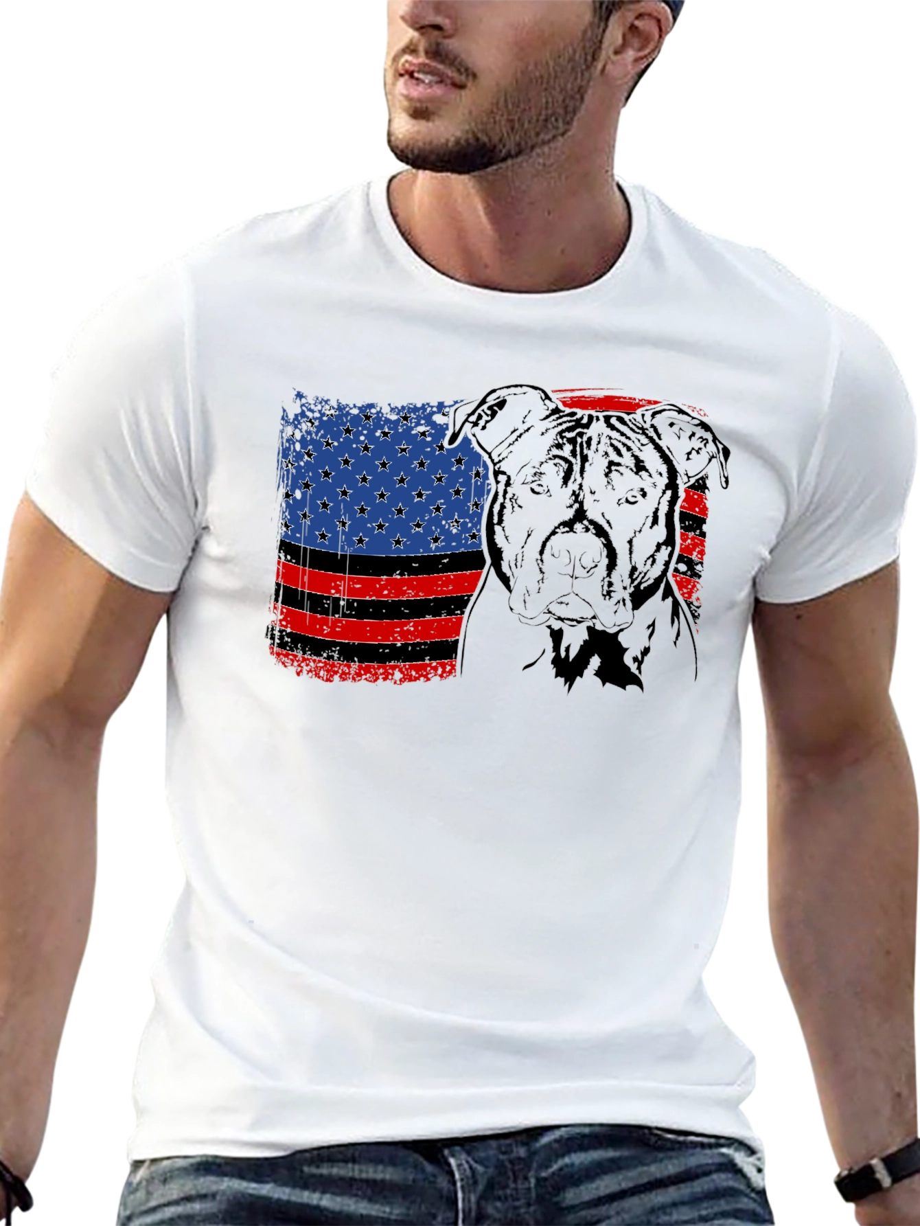 Patriotic Pitbull Flag T-Shirt – American Dog Lover Graphic Tee Gift