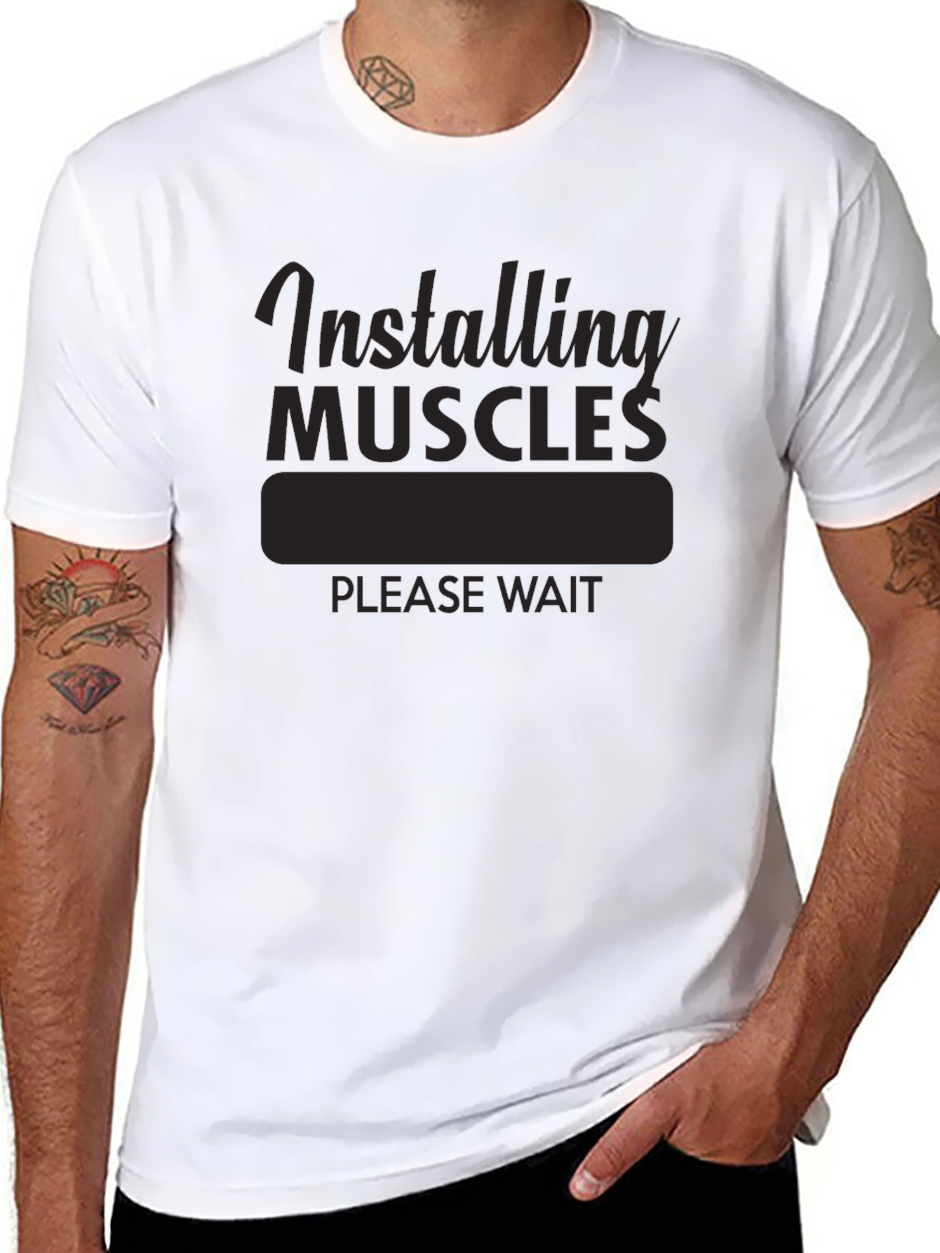 Installing Muscles T-Shirt - Funny Workout Gym Tee