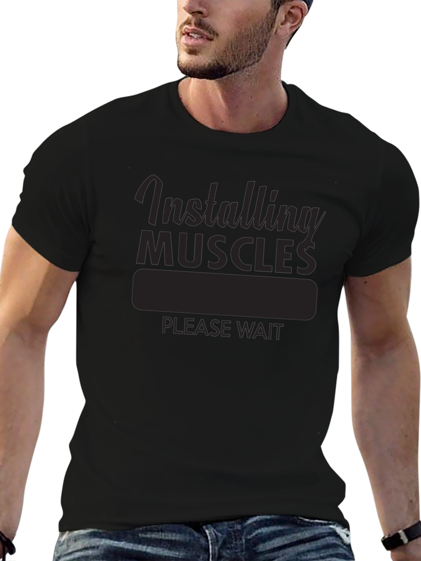 Installing Muscles T-Shirt - Funny Workout Gym Tee
