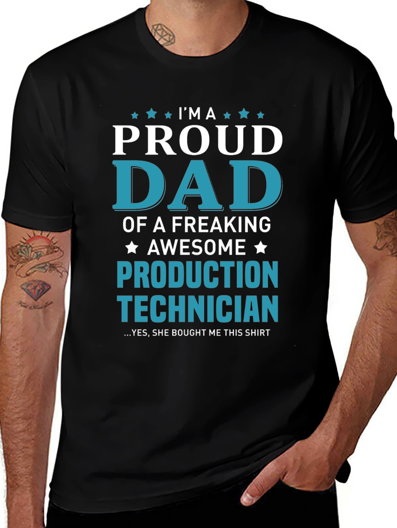 Proud Dad Production Technician Graphic T-Shirt