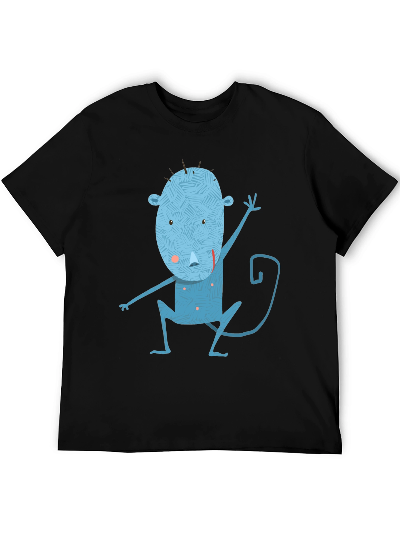 Blue Monkey Graphic Tee - Unique Mens Black T-Shirt
