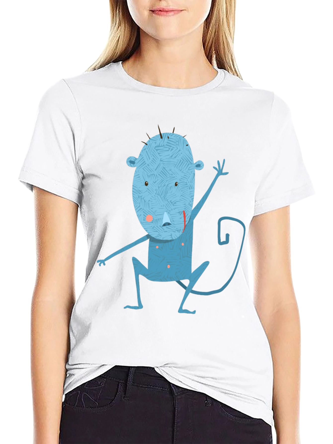 Blue Monkey Graphic Tee - Unique Mens Black T-Shirt