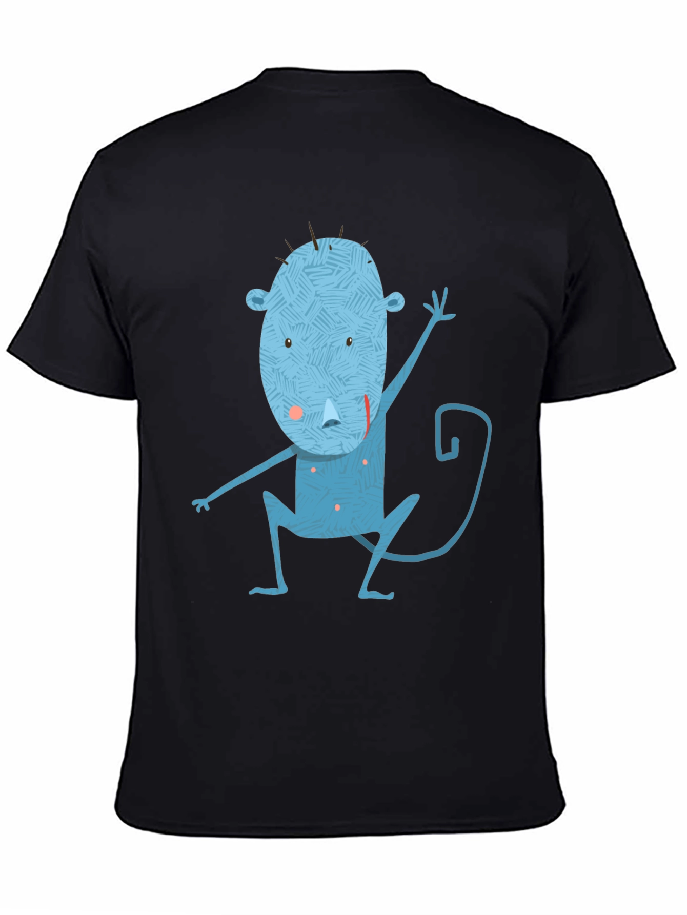 Blue Monkey Graphic Tee - Unique Mens Black T-Shirt