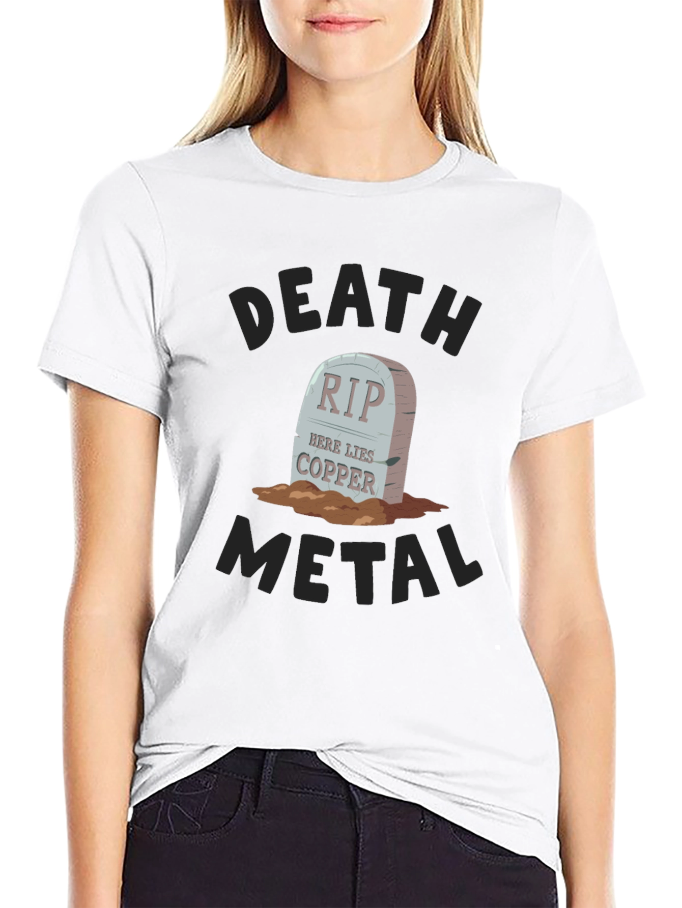 Death Metal RIP Copper Grave Humor Graphic T-Shirt