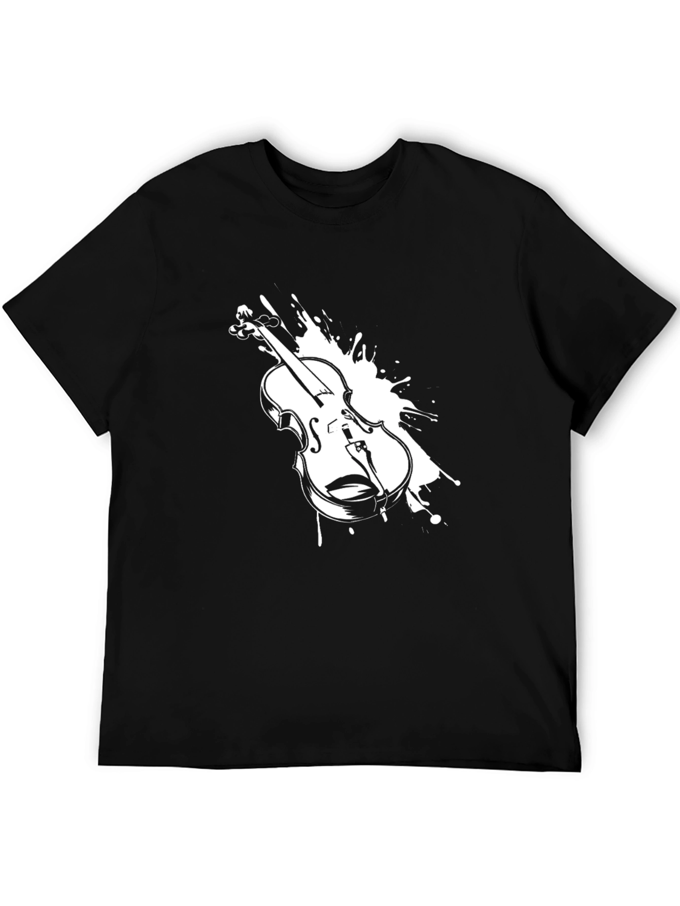 Violin Splash Graphic T-Shirt - Musical Instrument Tee