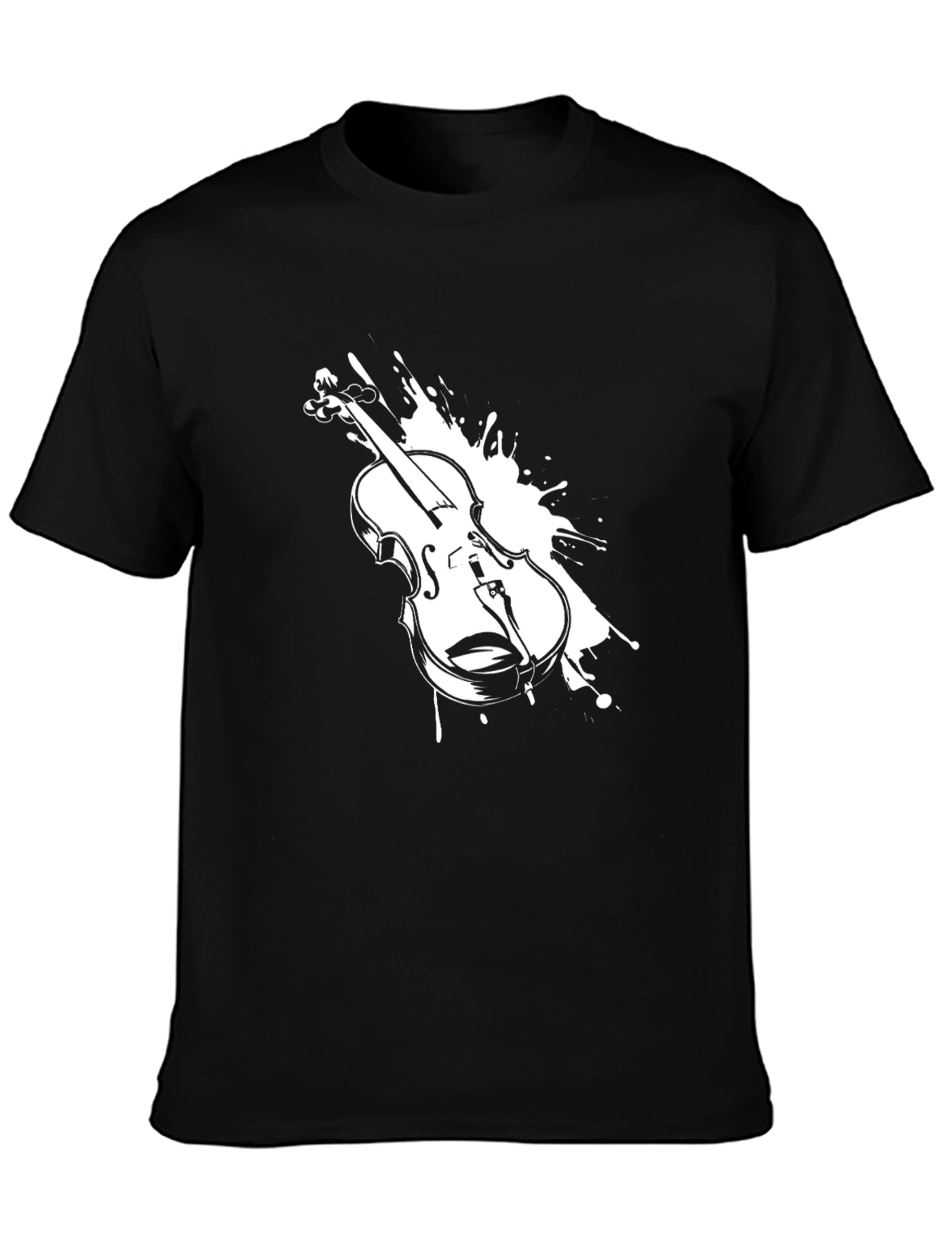Violin Splash Graphic T-Shirt - Musical Instrument Tee
