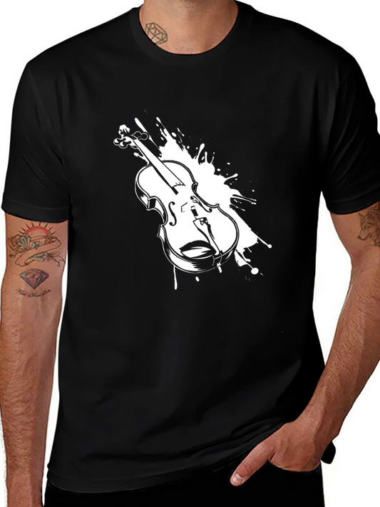 Violin Splash Graphic T-Shirt - Musical Instrument Tee