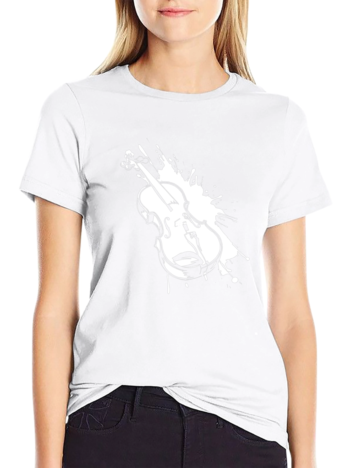 Violin Splash Graphic T-Shirt - Musical Instrument Tee
