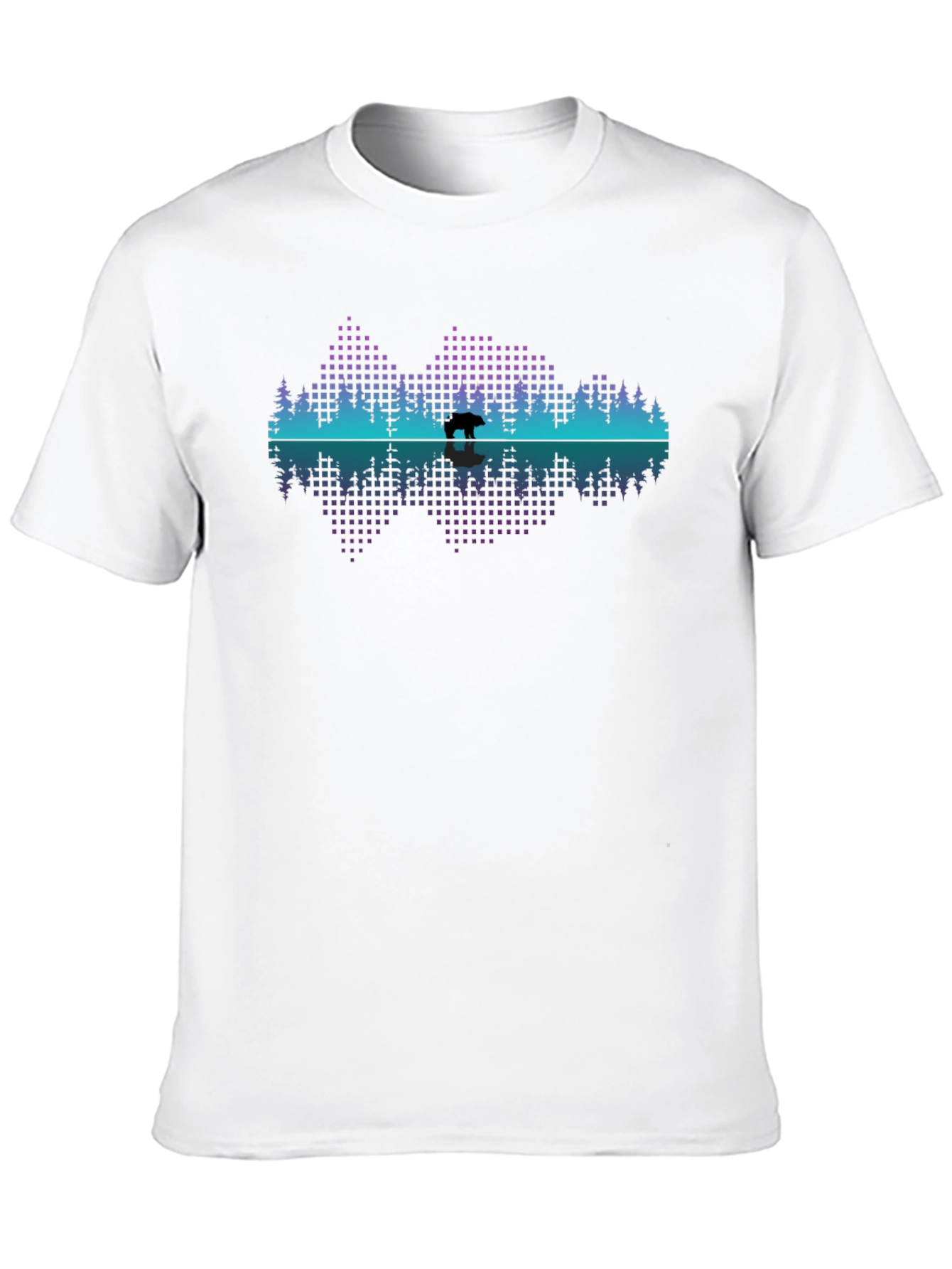 Bear Silhouette Graphic Print Black T-Shirt