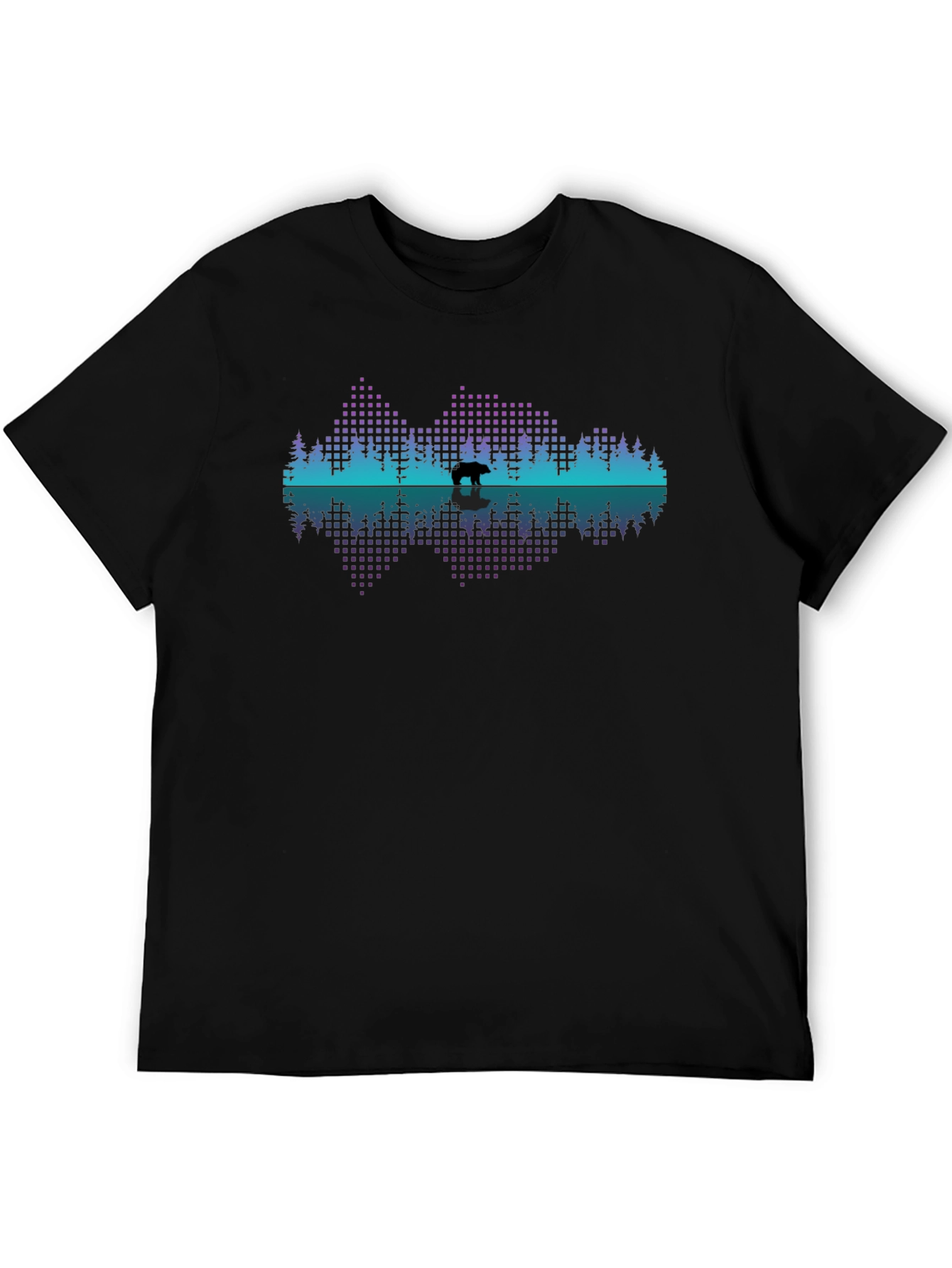 Bear Silhouette Graphic Print Black T-Shirt