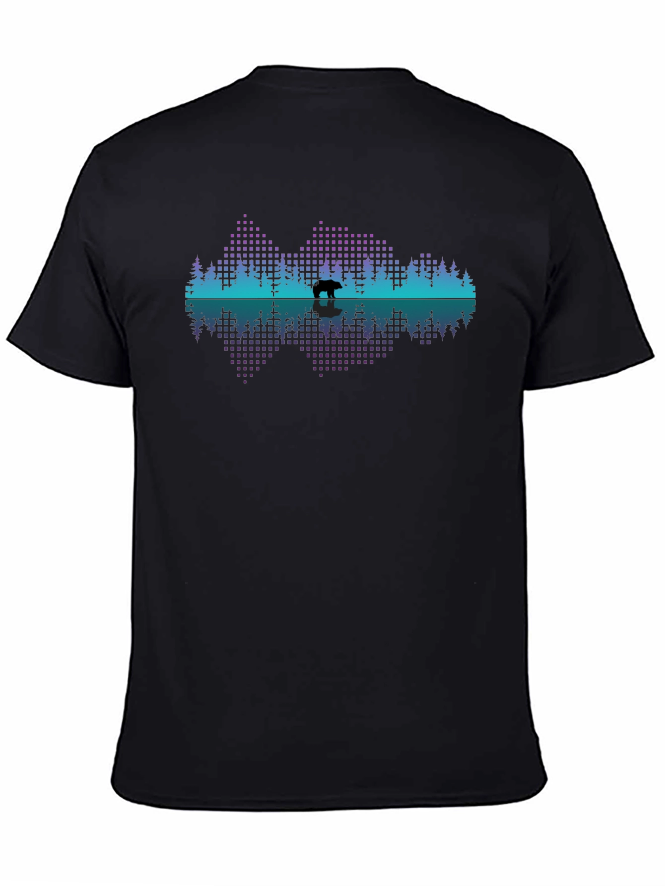 Bear Silhouette Graphic Print Black T-Shirt