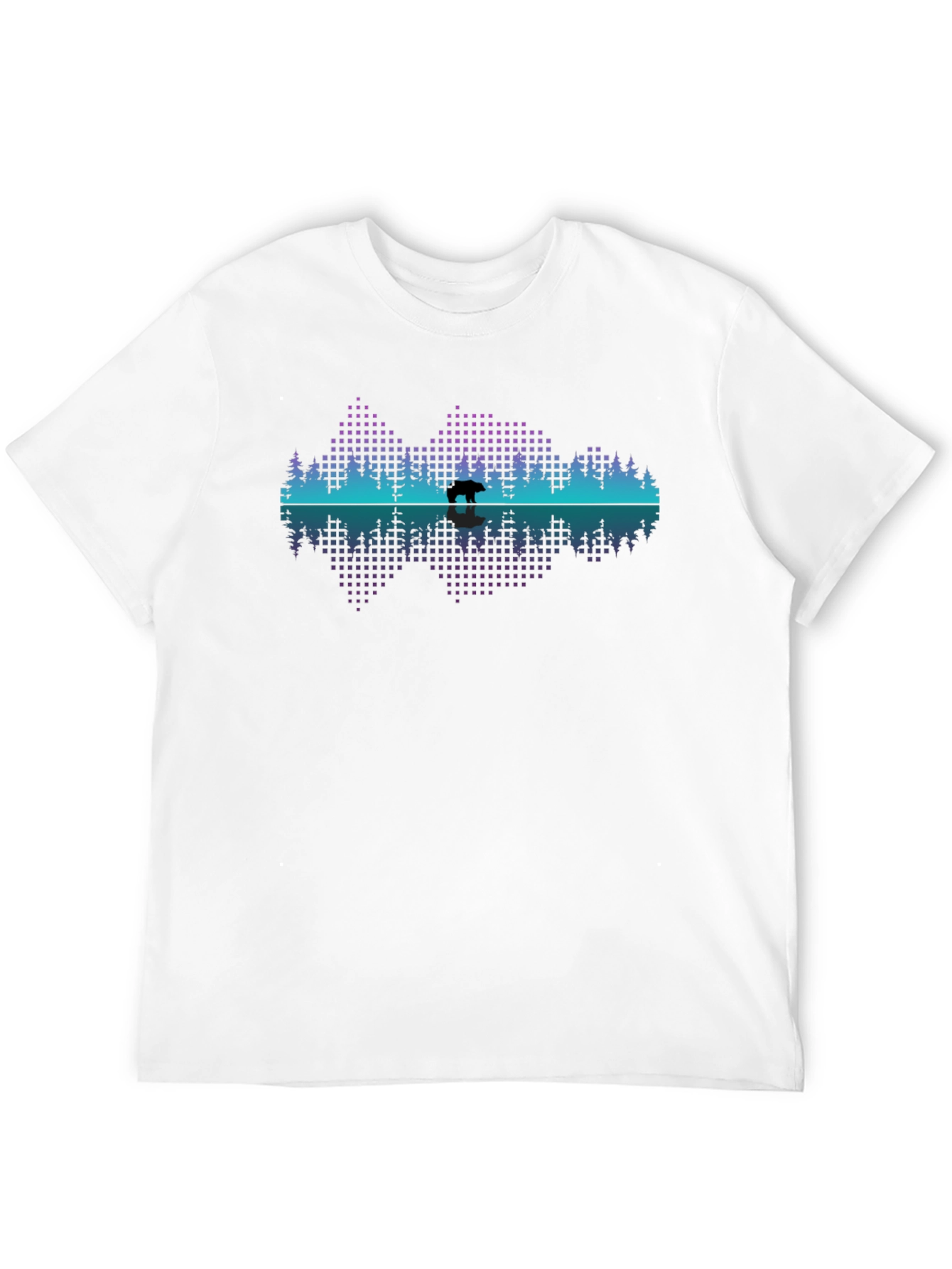 Bear Silhouette Graphic Print Black T-Shirt