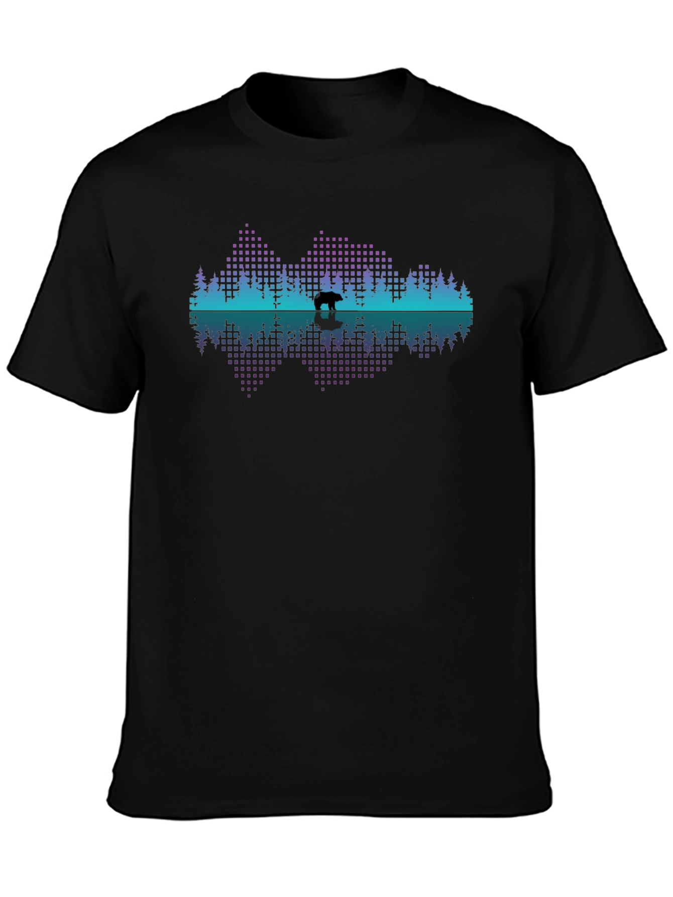 Bear Silhouette Graphic Print Black T-Shirt