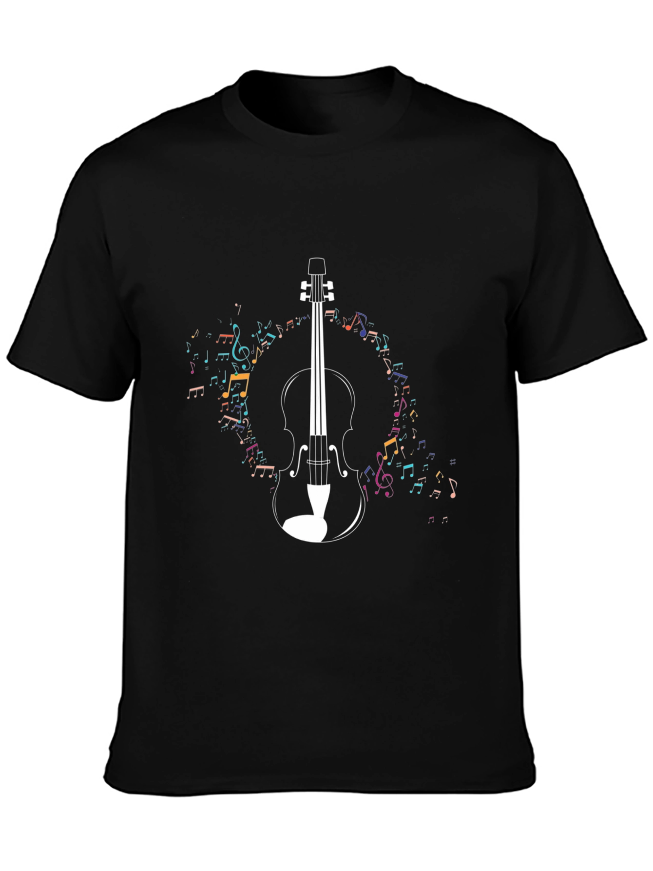 Musical Violin Graphic T-Shirt - Black