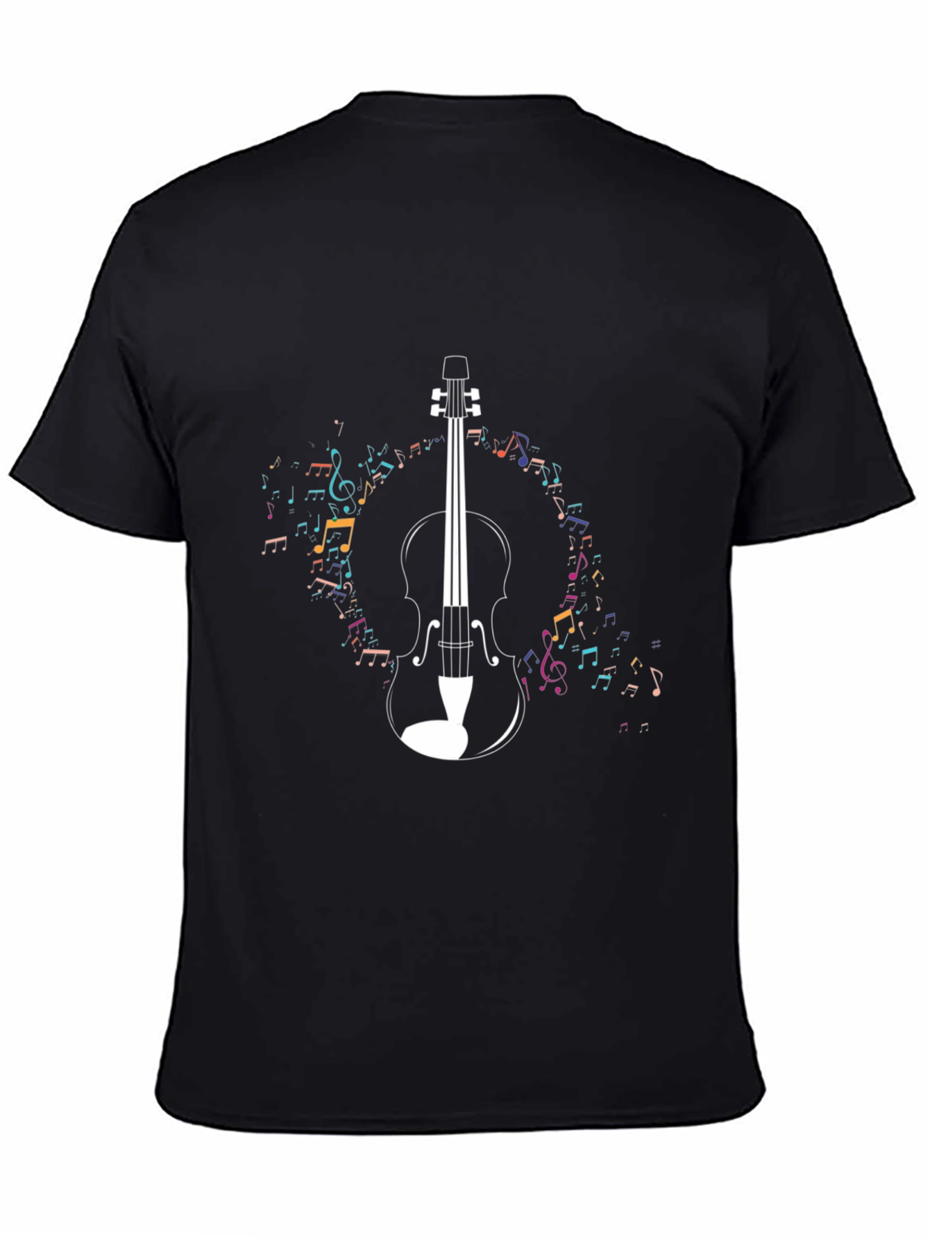 Musical Violin Graphic T-Shirt - Black