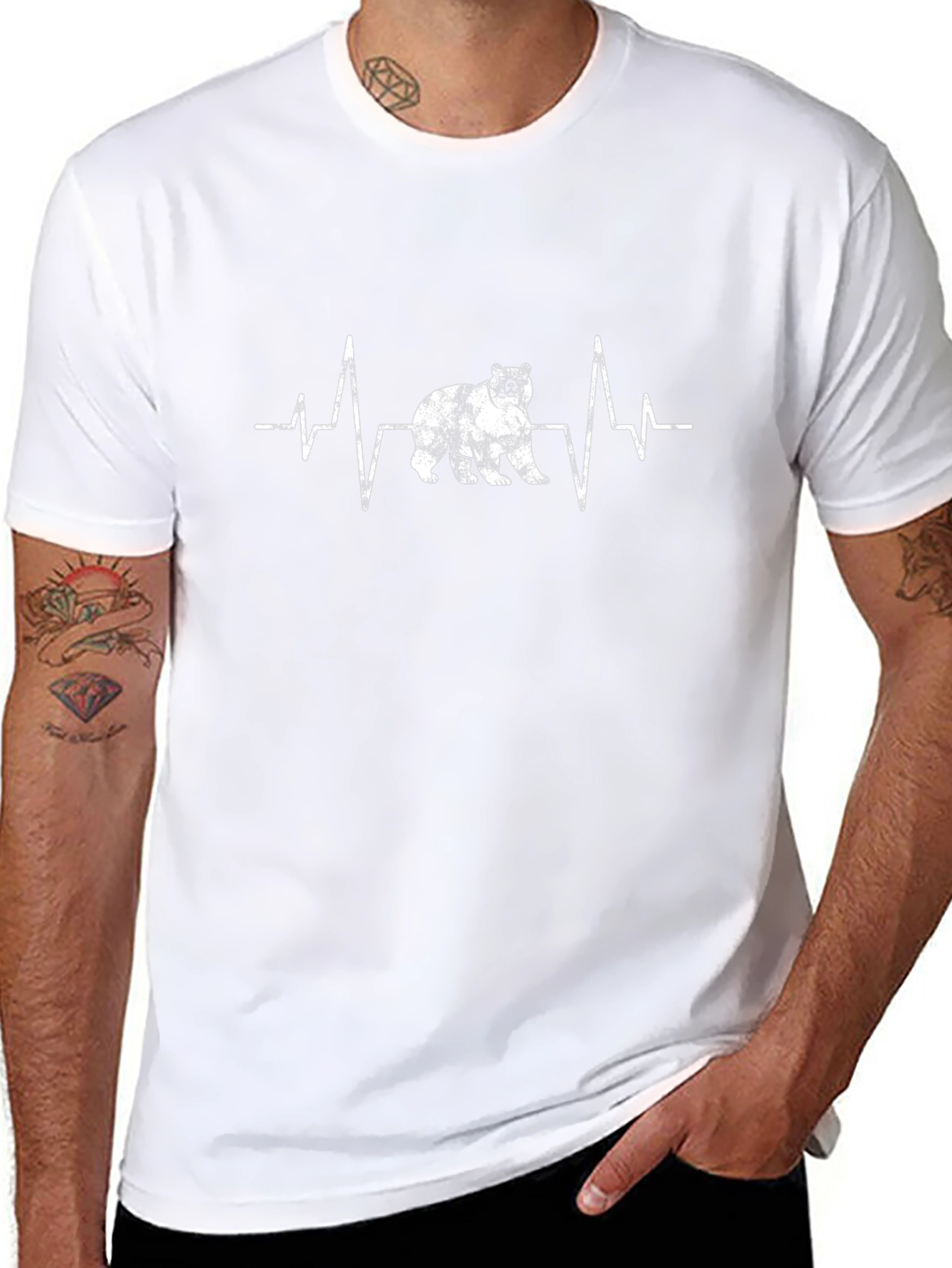 Bear Heartbeat Graphic Tee - Black