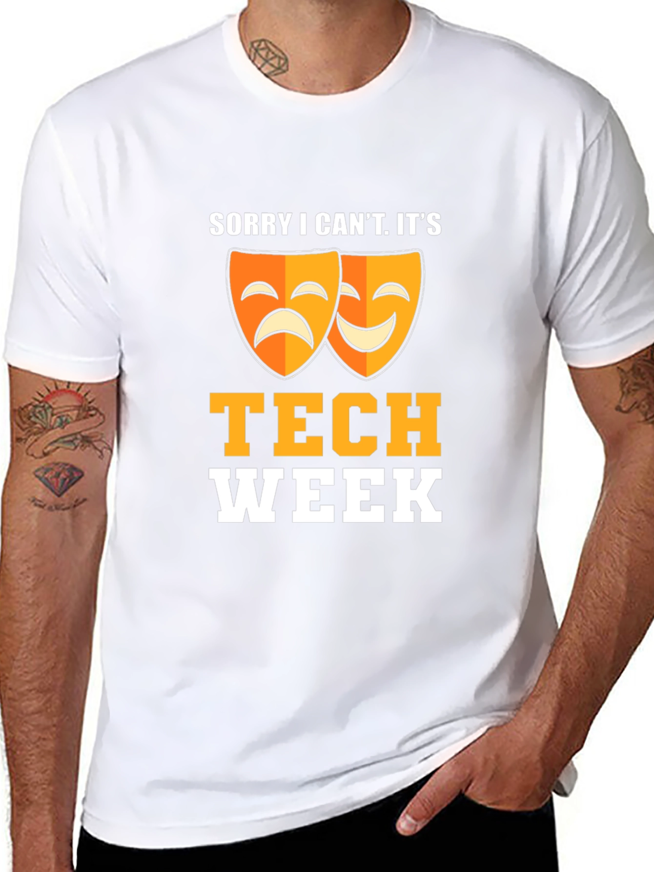 Tech Week Drama Masks Graphic Tee