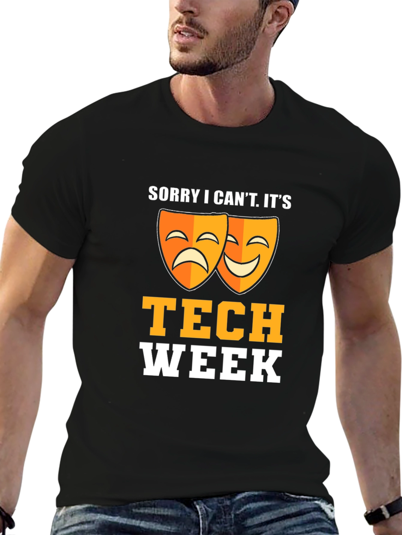 Tech Week Drama Masks Graphic Tee