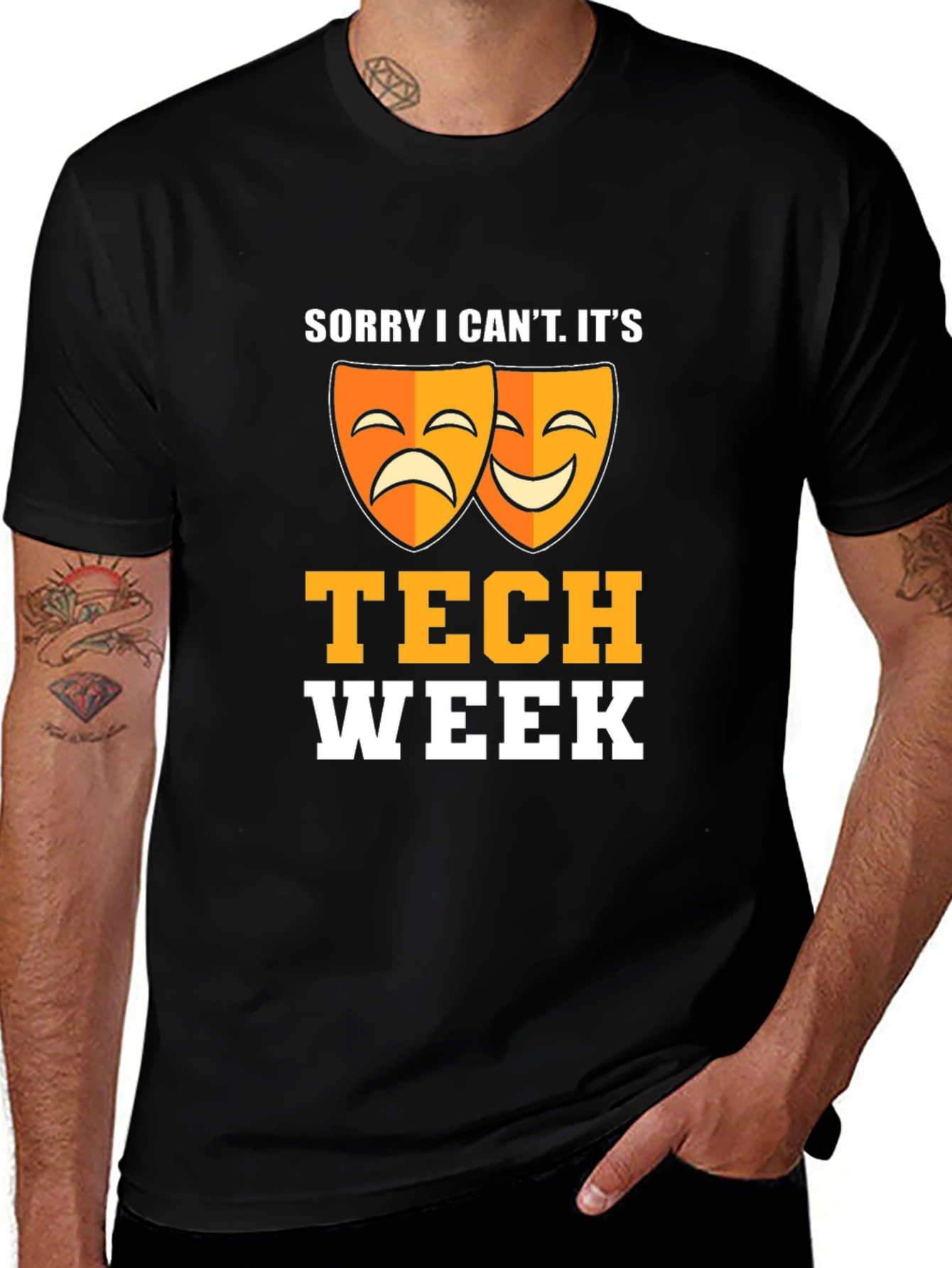 Tech Week Drama Masks Graphic Tee