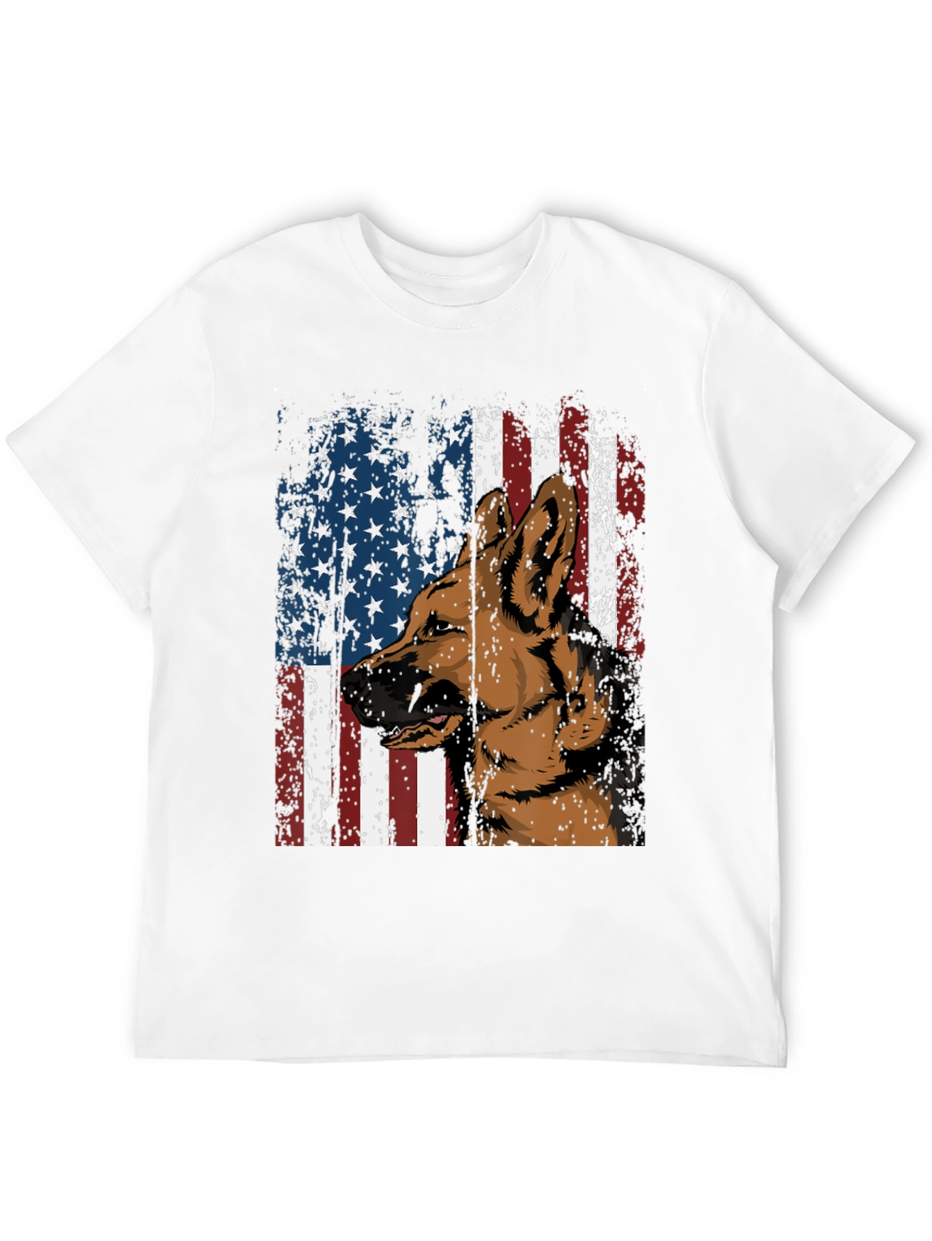 German Shepherd & American Pride Black Graphic T-Shirt