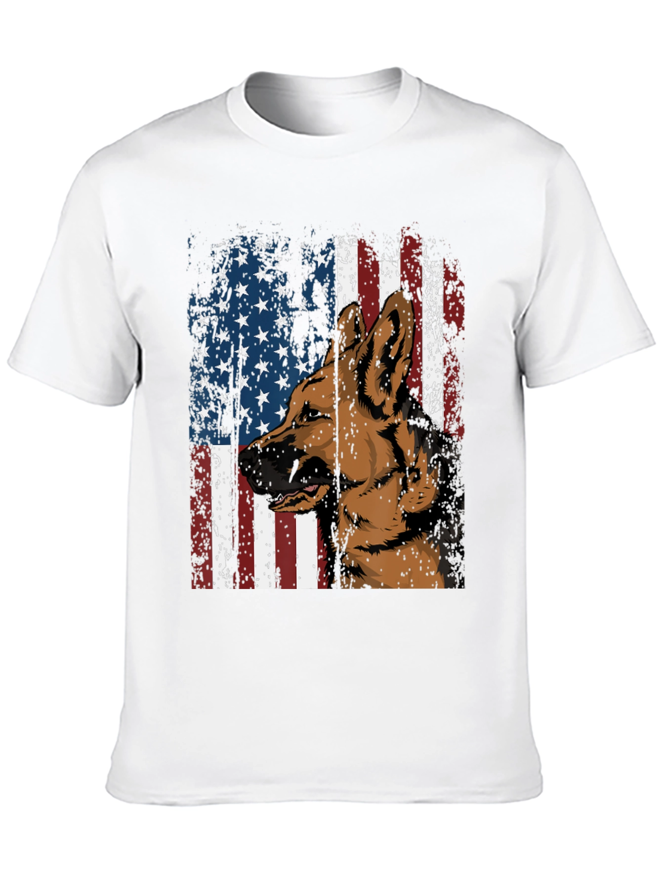 German Shepherd & American Pride Black Graphic T-Shirt